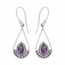 Load image into Gallery viewer, Sterling Silver Dangle Amethyst Earrings
