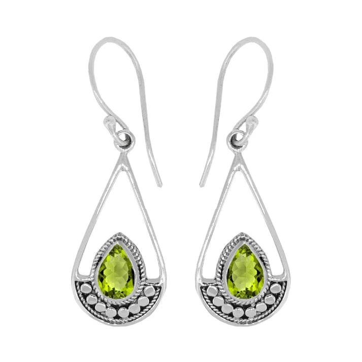 Luna SS Semi-precious Bali Pear Shape drop Earrings