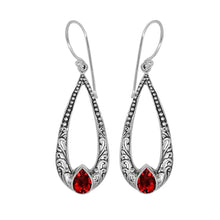 Load image into Gallery viewer, Luna SS Filigree Elongated Teardrop Pear shape Semi-Precious Earrings
