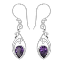 Load image into Gallery viewer, Luna SS Filigree Large Pear Semi-Precious Earrings
