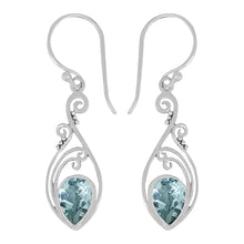 Load image into Gallery viewer, Luna SS Filigree Large Pear Semi-Precious Earrings
