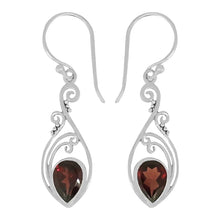 Load image into Gallery viewer, Luna SS Filigree Large Pear Semi-Precious Earrings
