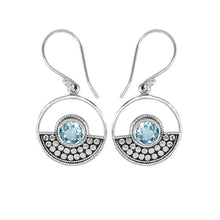 Load image into Gallery viewer, Luna SS Round Semi-Precious in Bali circle Earrings
