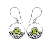Load image into Gallery viewer, Luna SS Round Semi-Precious in Bali circle Earrings

