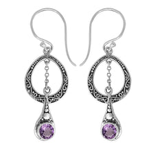 Load image into Gallery viewer, Luna SS Filigree Open Design Earring with Dangle Gemstone
