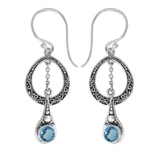 Load image into Gallery viewer, Luna SS Filigree Open Design Earring with Dangle Gemstone
