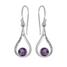 Load image into Gallery viewer, Luna SS Filigree open Round Gemstone Drop Earrings
