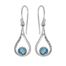 Load image into Gallery viewer, Luna SS Filigree open Round Gemstone Drop Earrings
