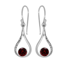 Load image into Gallery viewer, Luna SS Filigree open Round Gemstone Drop Earrings
