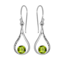 Load image into Gallery viewer, Luna SS Filigree open Round Gemstone Drop Earrings
