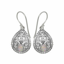 Load image into Gallery viewer, Sterling Silver Filigree Pear Garnet Earrings
