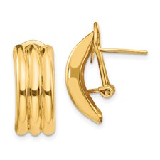 14KY Triple Rib Omega Back Earrings