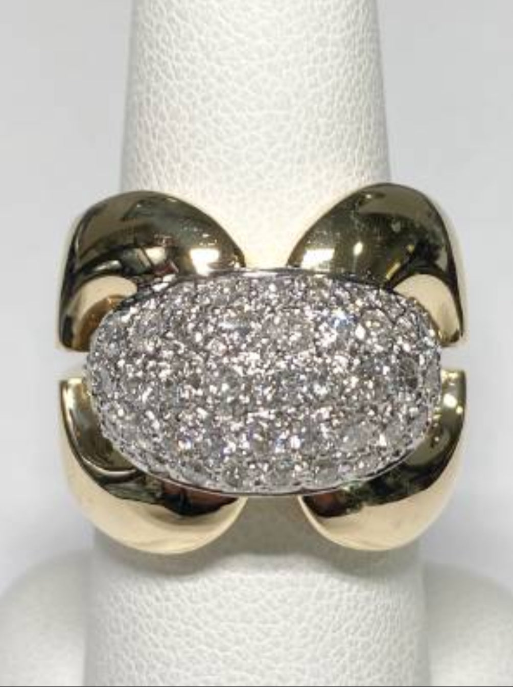 18KYW 1.58ctw Diamond pave set in wide Yellow Gold Ring