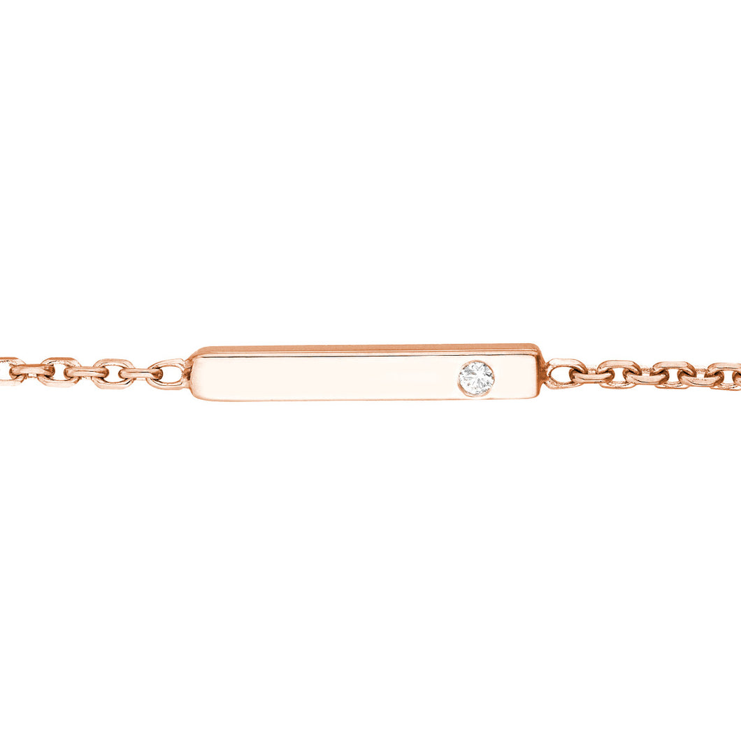 14K Rose Gold Staple Bar with Diamond Adjustable Choker