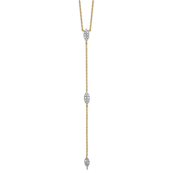 10KY .13CTW Diamond Lariat Necklace 18
