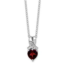 SS Garnet & Diamond Necklace