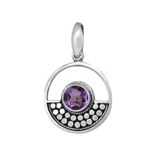 Load image into Gallery viewer, Luna SS Bali Round Gemstone Open Circle Pendant
