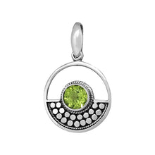 Load image into Gallery viewer, Luna SS Bali Round Gemstone Open Circle Pendant
