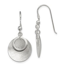 SS Double Disc Brushed Dangle Earrings