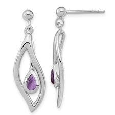 SS Pear Amethyst Dangle Earrings