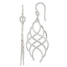 SS D/C Wavy Criss Cross Dangle Earrings