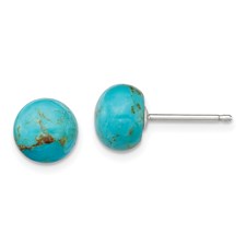 SS 8mm Turquoise Stud Earrings