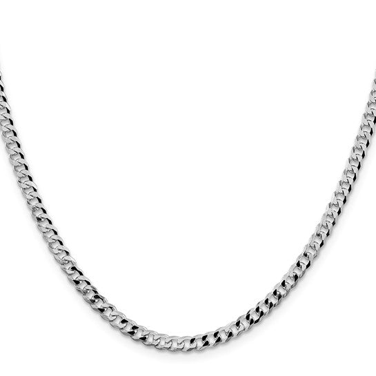 Sterling Silver 4mm Beveled Curb Chain 22