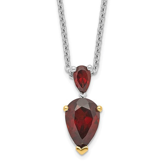 SS 2 Pear Shape Garnet Pendant with 14k accents