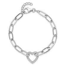 Load image into Gallery viewer, SS Long Link with CZ Heart Bracelet
