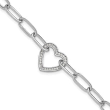 Load image into Gallery viewer, SS Long Link with CZ Heart Bracelet
