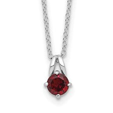 SS Round Garnet Pendant on link chain