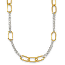 Load image into Gallery viewer, SS &amp; Gold IP Links on Fancy Cable Chain 16"
