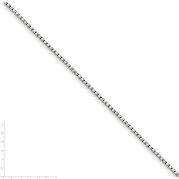 Sterling Silver Rhodium 1.22mm Rounded Box Chain