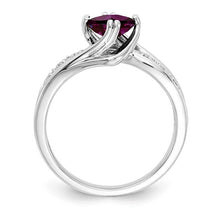 Load image into Gallery viewer, SS Square Rhodolite Garnet &amp; Diamond Ring
