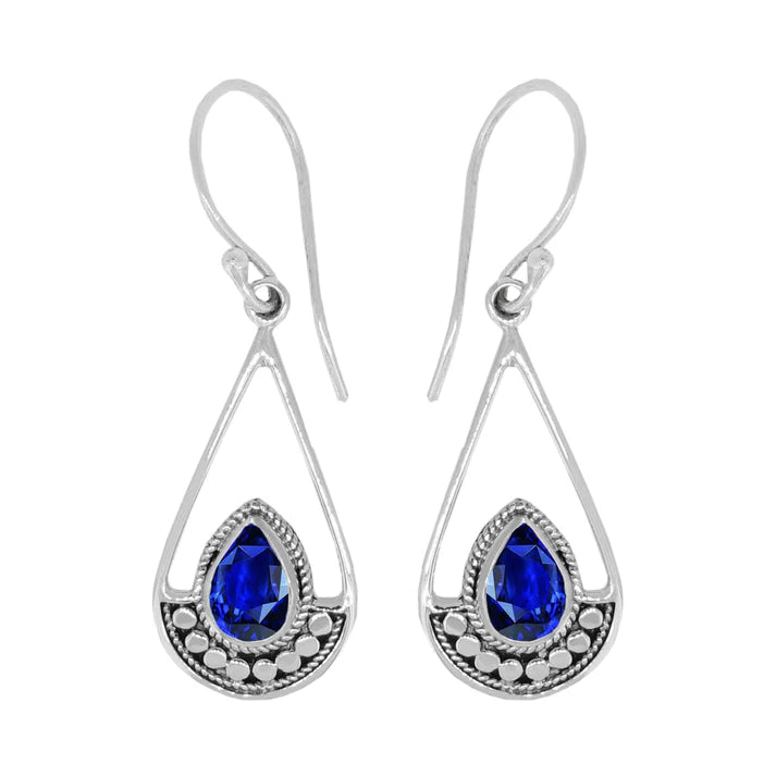 Luna SS Blue Sapphire Bali Teardrop Earring