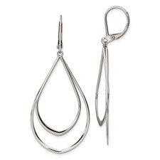 Chisel Stainless Steel Polished Double Teardrop Dangle Leverback Earrings