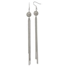 Stainless Steel Long Beads with Ball Earrings