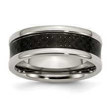 Chisel Titanium With Black Carbon Fiber Inlay Gents Band