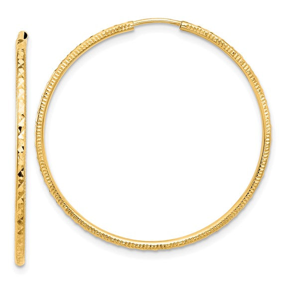 14K Yellow D/C 1.5mm X 34.5mm Endless Hoops