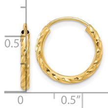 Load image into Gallery viewer, 14KY D/C 2mm endless Hoop Earrings
