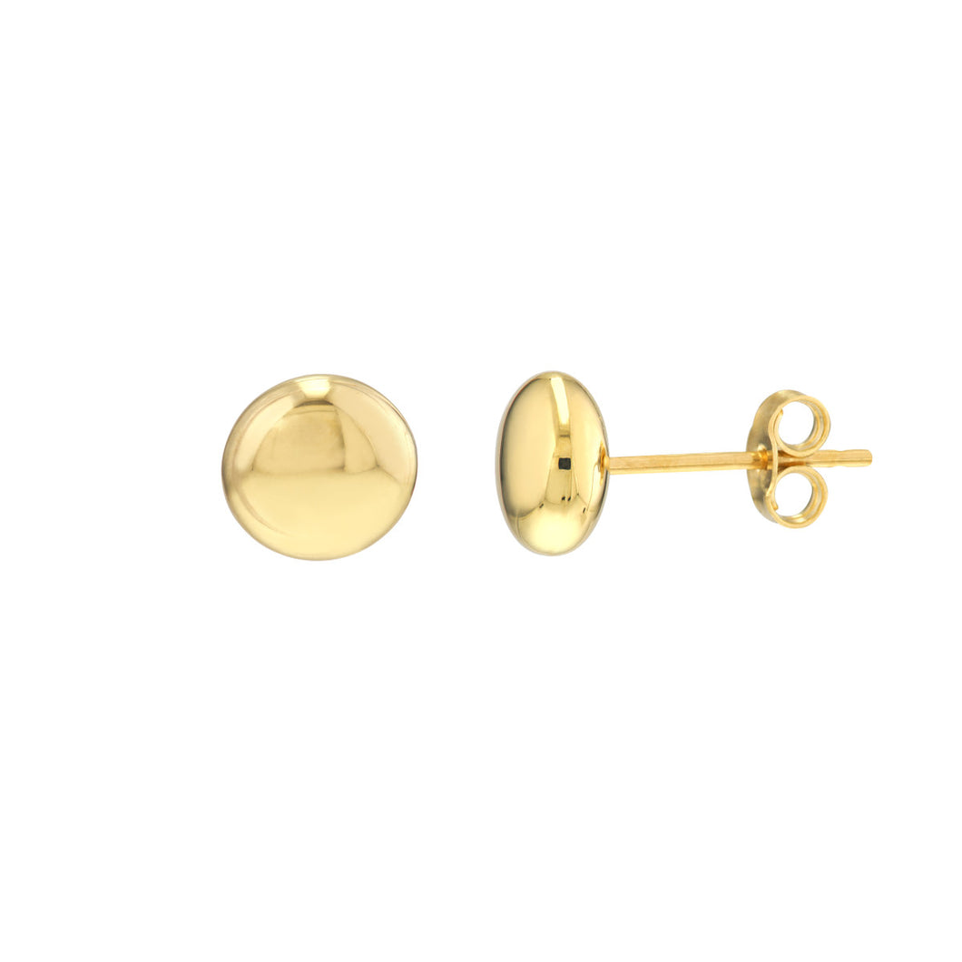 14K Yellow Gold 7mm pebble stud earrings