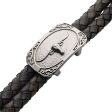 Load image into Gallery viewer, INOX Braided Leather with Longhorn Bracelet 8.5-8.75&quot;
