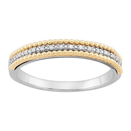 SS Ring with 14KY inlay and .05ctw Diamond