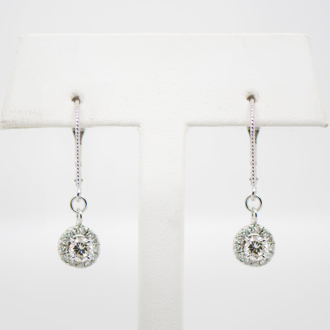 1ctw Natural Diamonds in Halo 14k dangle Earrings
