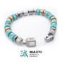 Load image into Gallery viewer, INOX Bushido Turquoise &amp; Stainless Steel beaded Bracelet- HONESTY &amp; SENCERITY
