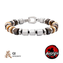 Load image into Gallery viewer, INOX Tiger&#39;s Eye, Bronzite &amp; Stainless Steel Beaded Bracelet- INTERITY
