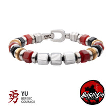 Load image into Gallery viewer, INOX Red Agate, Onyx &amp; Stainless Steel Beaded Bracelet- COURAGE
