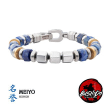 Load image into Gallery viewer, INOX Bushido Lapis Lazuli &amp; Stainless Steel Beaded Bracelet-HONOR
