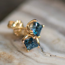 Load image into Gallery viewer, 4X4 London Blue Topaz in 14K Earrings
