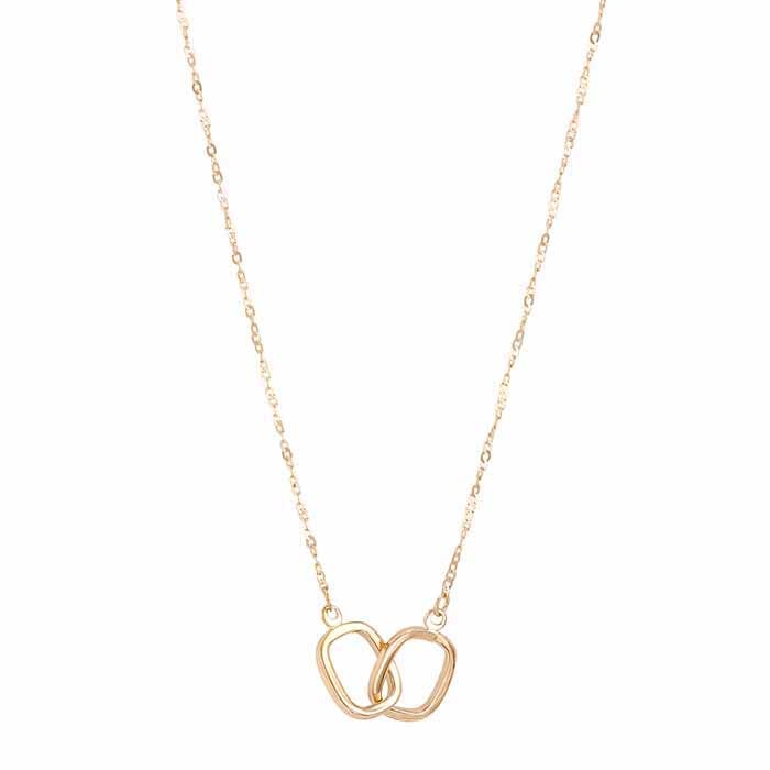 14KY Interlocking Rings Necklace on chain 18